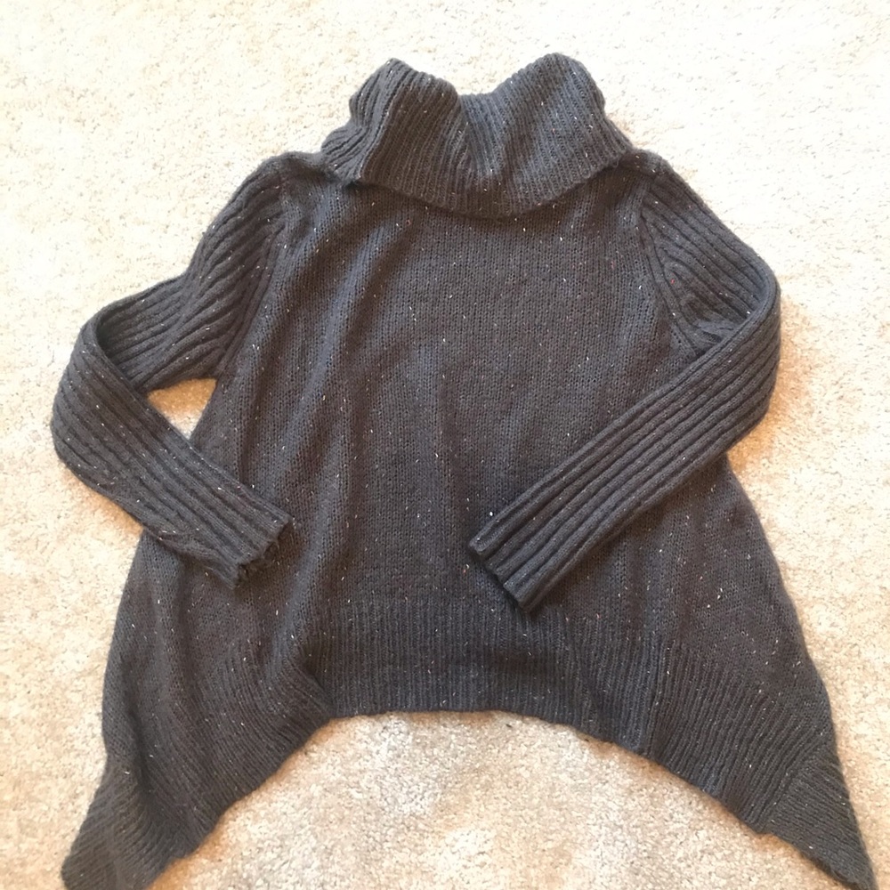 Marveled yarn dark charcoal sweater with cowl neck